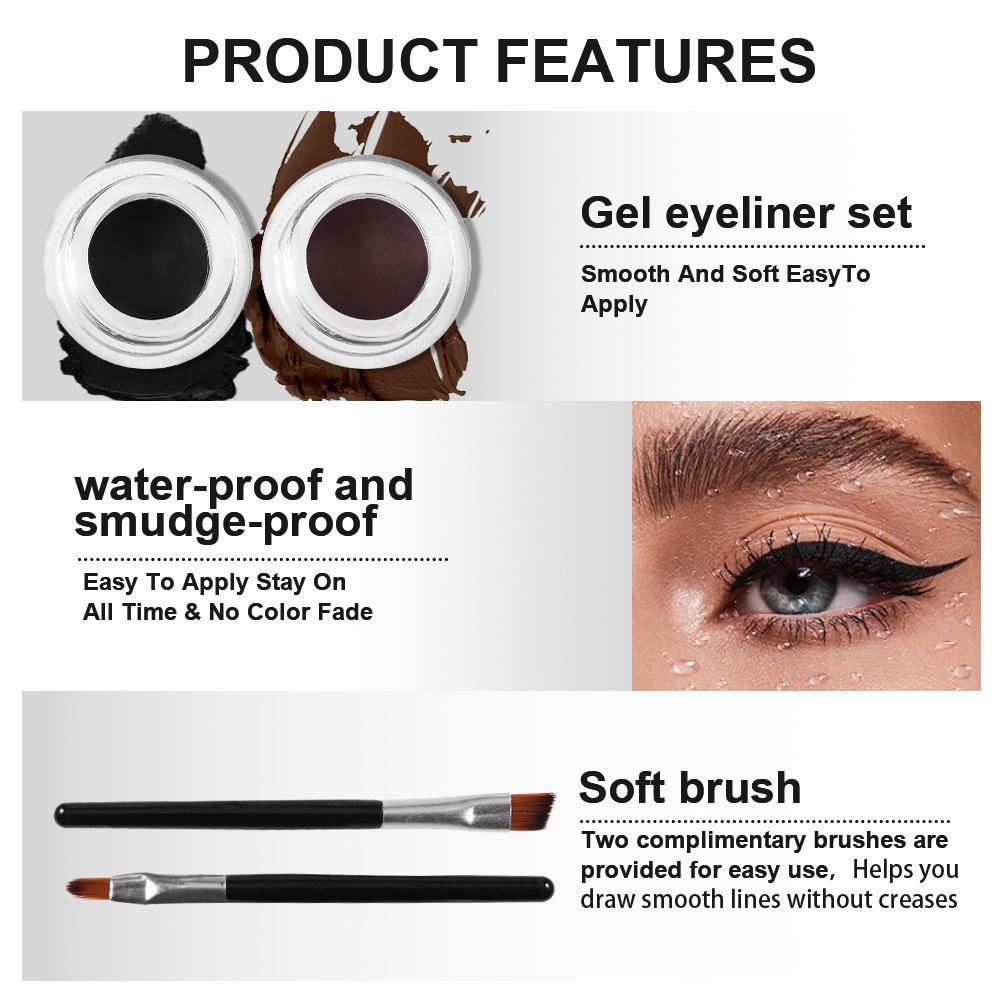 dnm two-color waterproof creamy eyeliner no stain on cup natural long lasting brow cream two-bottle package multicolor exclusive for cross-border Application Scenario