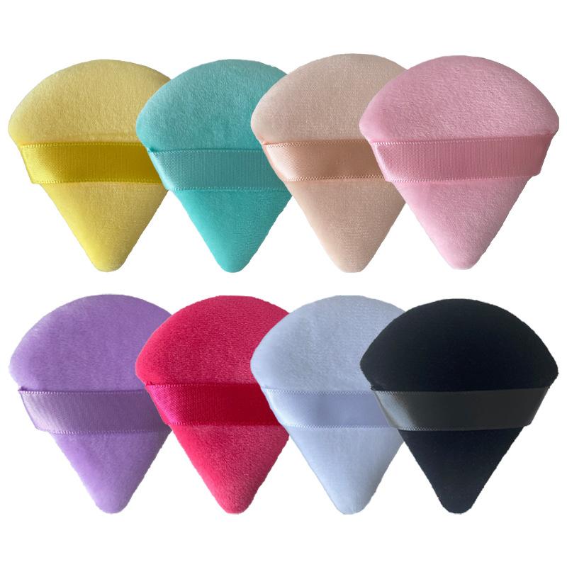 small size super soft high density dry powder powder face powder powder makeup sponge cross-border boxed black velvet triangle powder puff