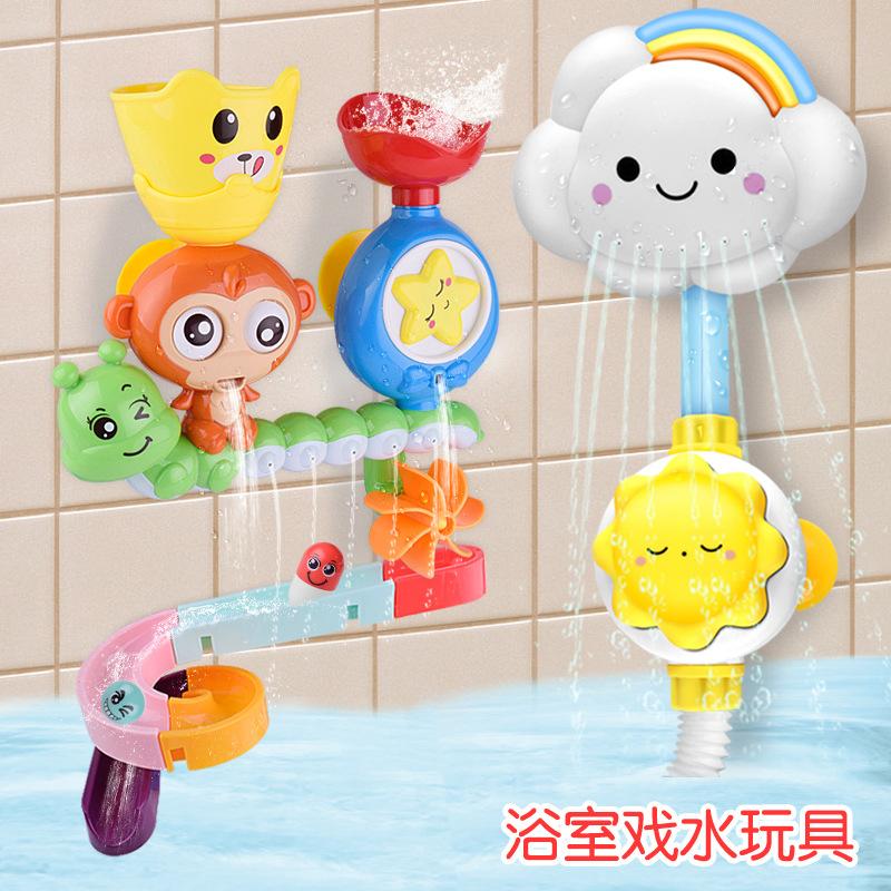 cross-border amazon hot baby's bathroom track children play water bath rotary table bath toys wholesale