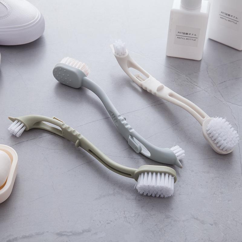 plain double-headed long handle shoe cleaning brush shoe brush shoe washing special brush soft brush cleaning brush