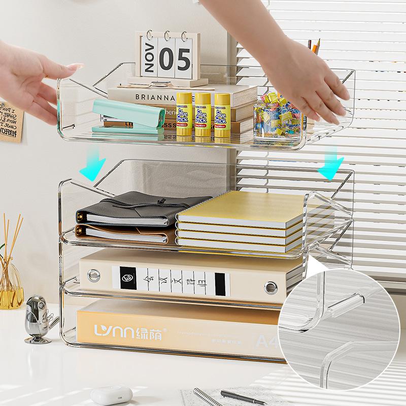 new desktop storage rack office desk document a4 paper finishing box stationery book cosmetics storage basket frame Specification drawing