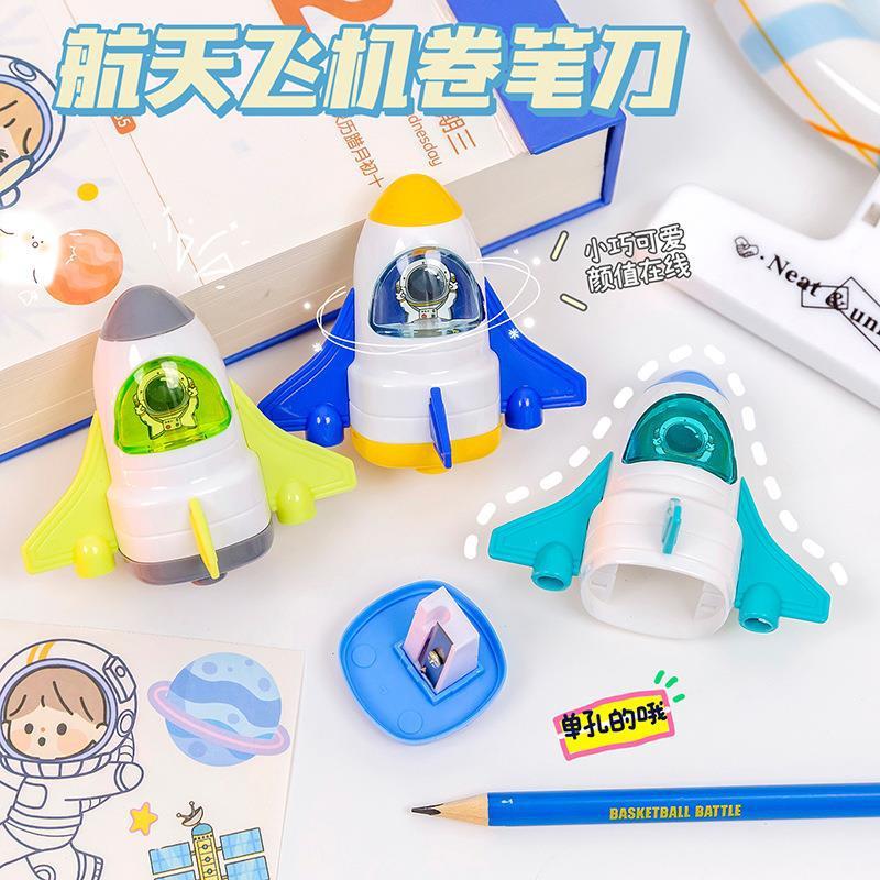 creative cartoon space shuttle pencil sharpener children's stationery prizes hand-cranked portable pencil sharpener pencil shapper wholesale