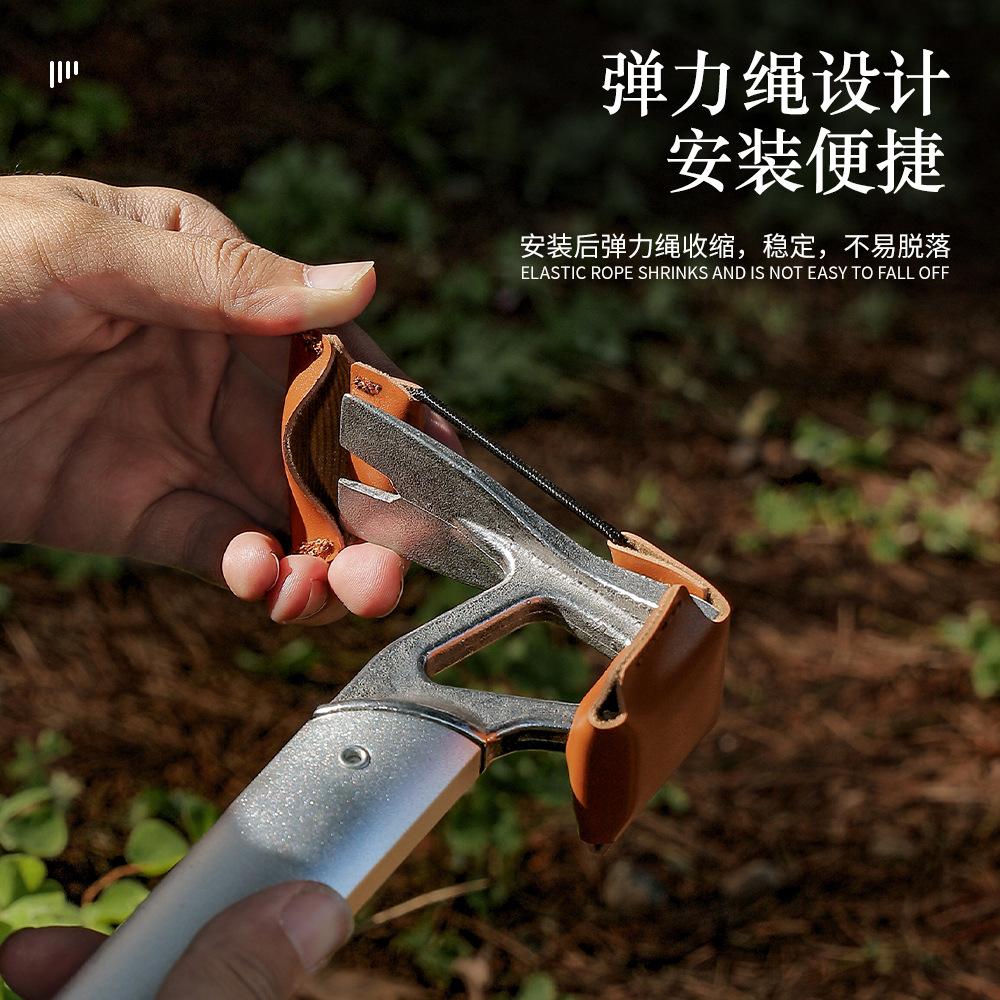 Outdoor Campsite Claw Hammer Leather Cover Belt Elastic String Lightweight and Wear-Resistant Easy Installation Double Head Protection Flatter Specification drawing
