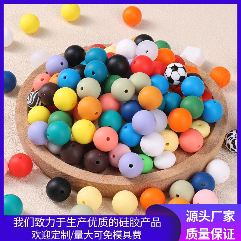 in stock candy color silicone beads children food grade ornament loose beads bracelet necklace accessories silicone round beads wholesale
