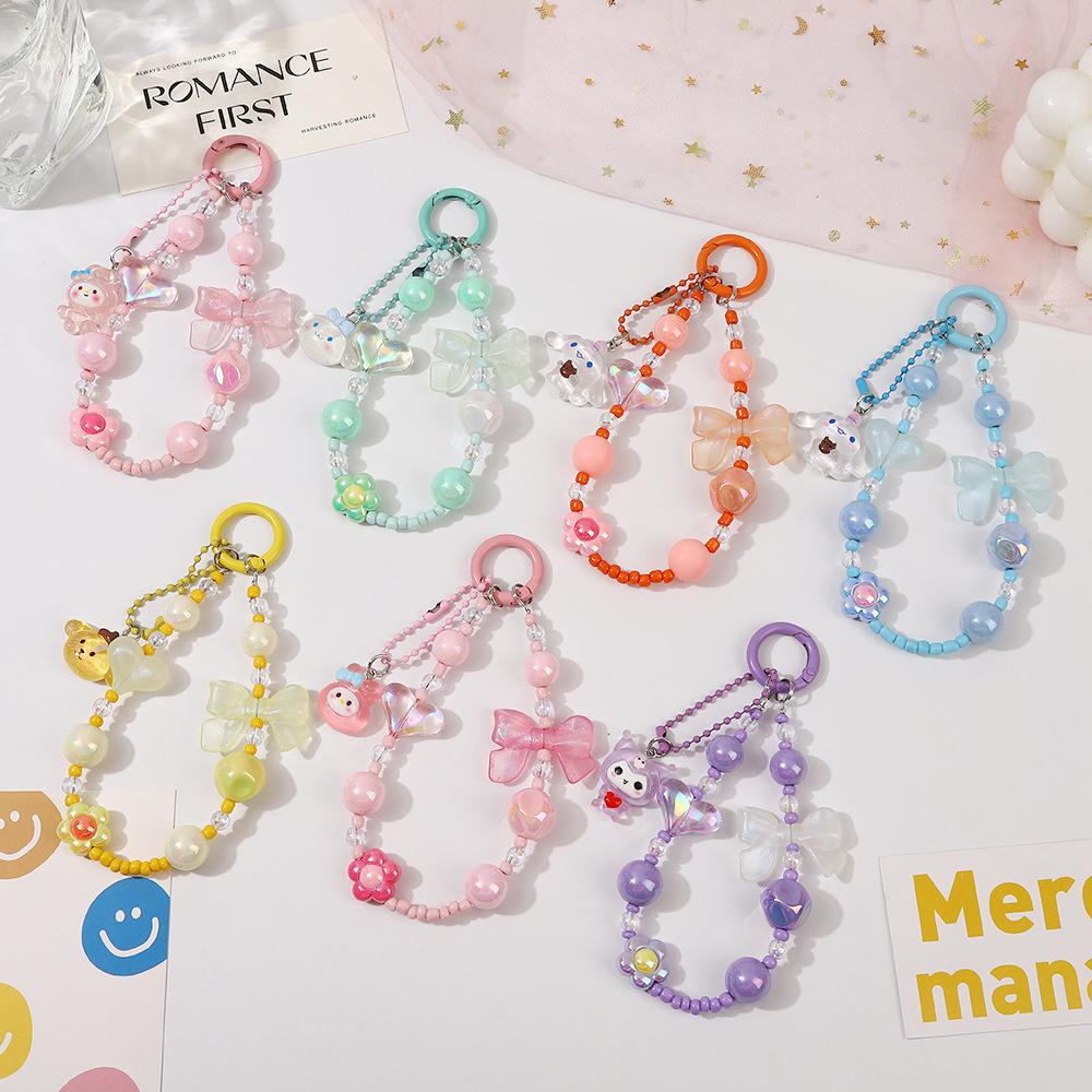 candy color sanrio beads string cellphone chain luminous bow small rice-shaped beads beads string beads keychain bag ornaments
