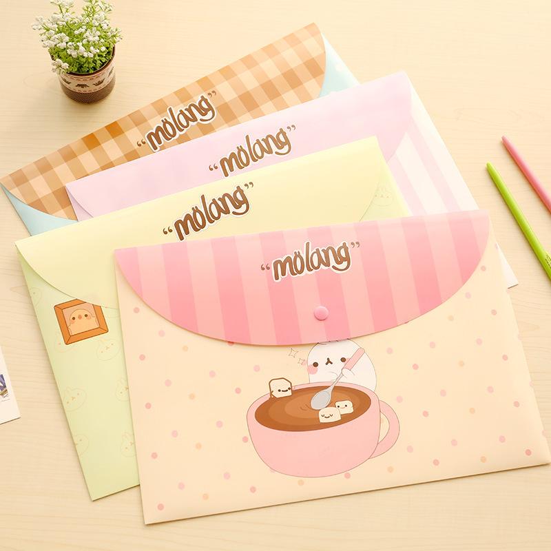 korean student cute a4 paper file bag fresh floral transparent folder snap-on information bag office supplies