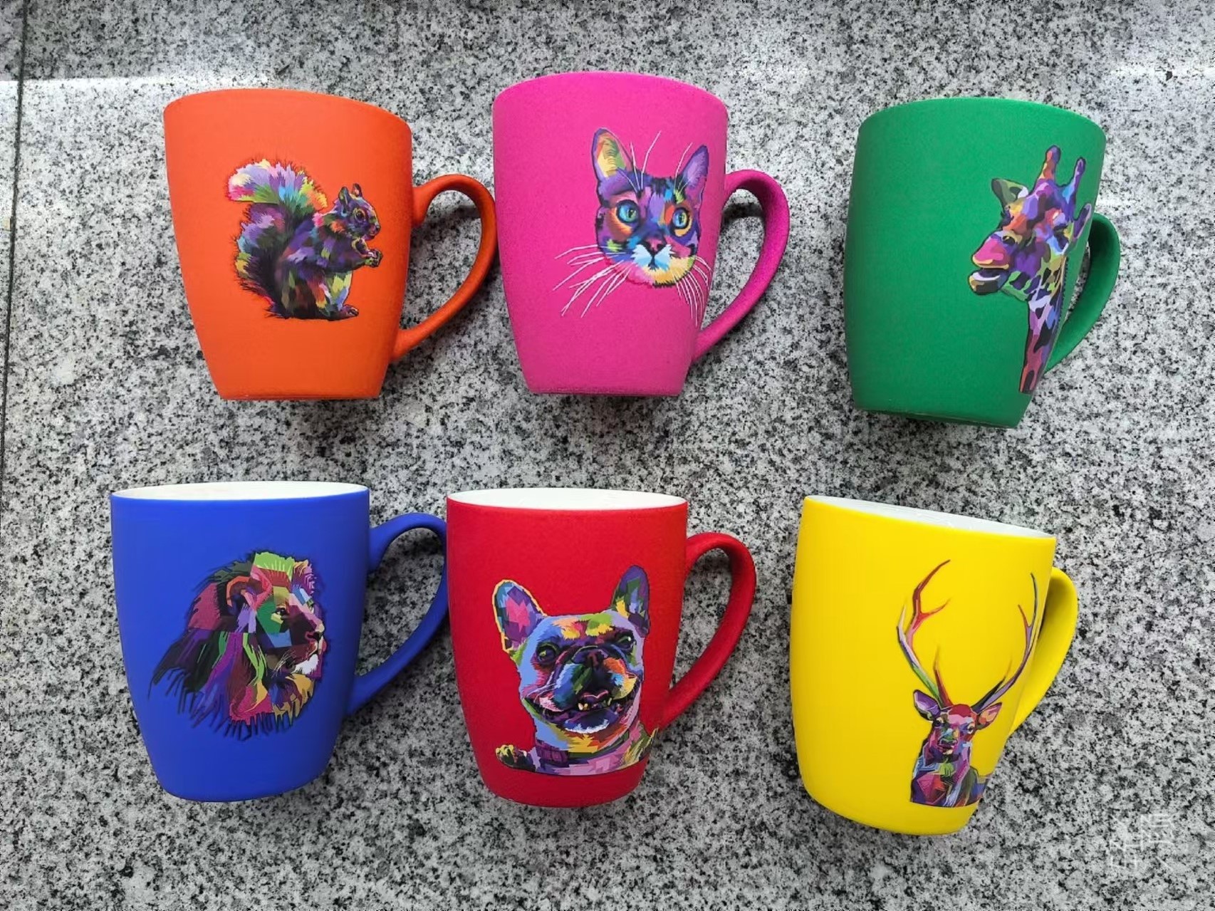 Cute frosted water cups, cross-border ceramic cups, mugs, cartoon cute animal series, foreign trade baked flower water cups, Wu Di brand factory direct sales, hot-selling AC-3724