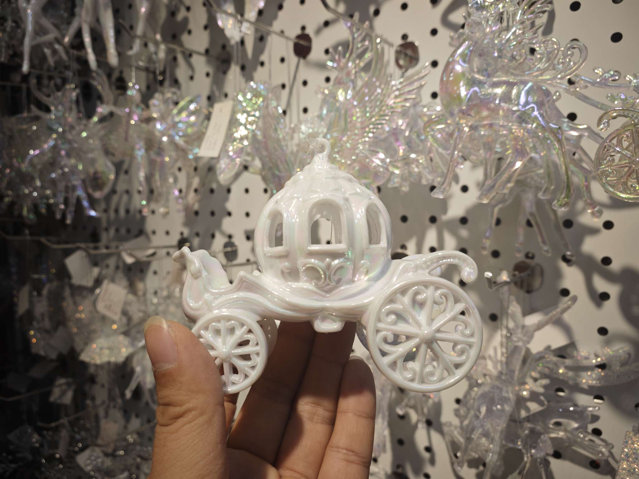 南瓜马车 白色马车 圣诞工艺品挂件 马车白色白底实物图