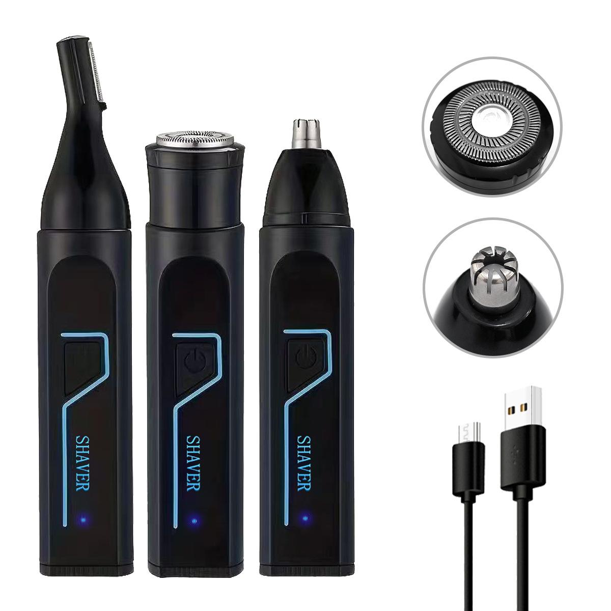 cross-border new three-in-one electric nose hair trimmer men's scratch nose hair trimmer men's multi-functional nose trimmer nose hair trimmer Item Picture