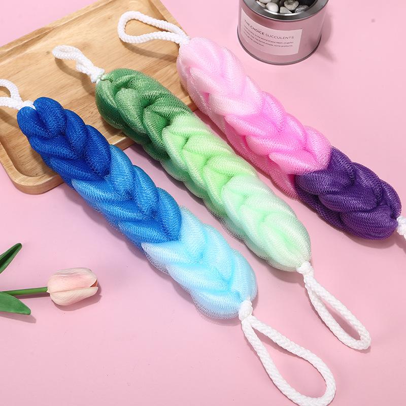80g gradient shower foaming net strip large back rub foaming net mesh sponge long strip loofah bath towel miracle baby sponge