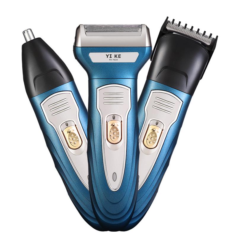 Yike 7620 Rechargeable Fully Washable Shaver Three-in-One Nose Hair Trimmer Chargable Barber Scissors Shaver Item Picture