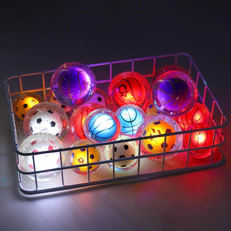 cartoon flash ball solid small basketball elastic ball high elasticity children's student toys small ball luminous bouncy ball details Picture