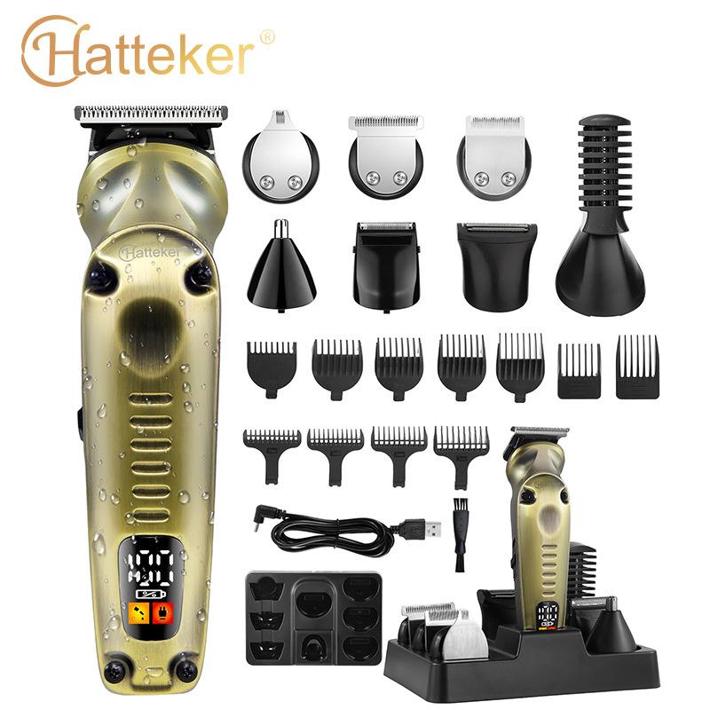 hatteker 8 in 1 hair clipper multifunctional electric clipper nose hair trimmer shaver oil head carving trimmer