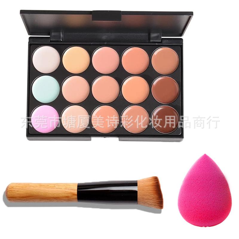 15 color concealer with single brush puff dark circles concealer/foundation makeup tool set Item Picture
