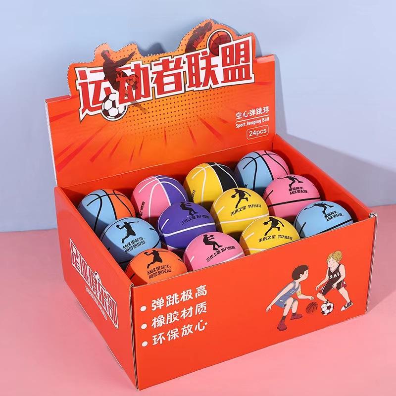 Rubber Bouncy Ball Football Mini Basketball 6cm Hollow High Elasticity Squash Children Feel Training Stationery