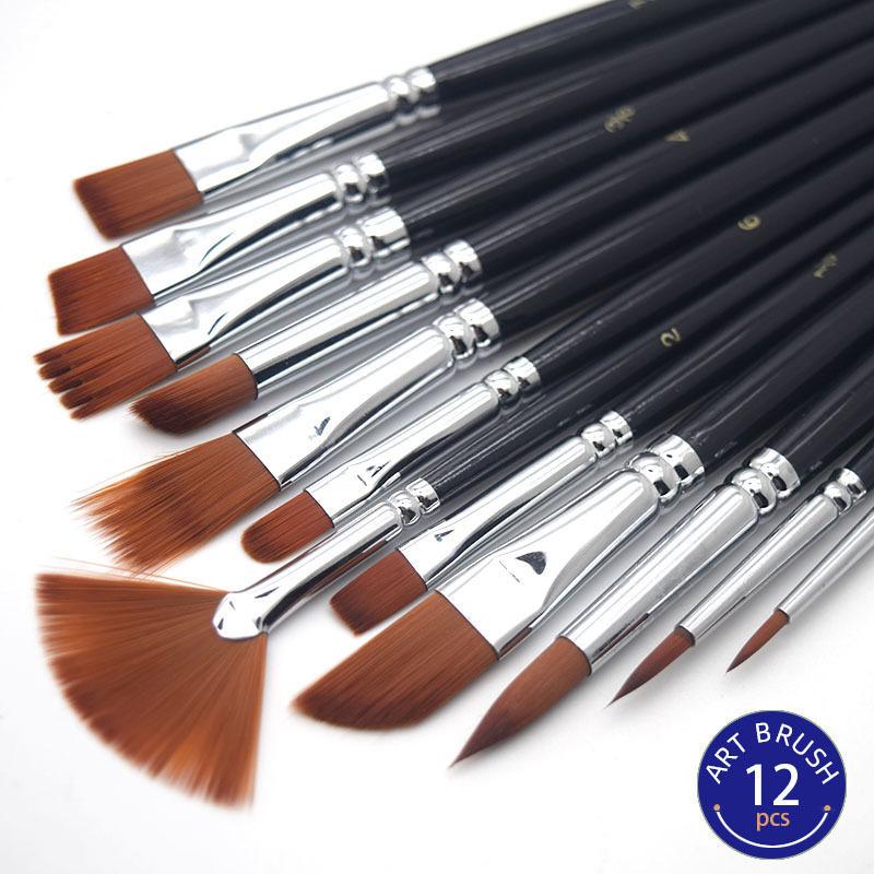 cross-border 12 watercolor gouache acrylic oil paints brush art nylon soft brush painting kit multifunctional