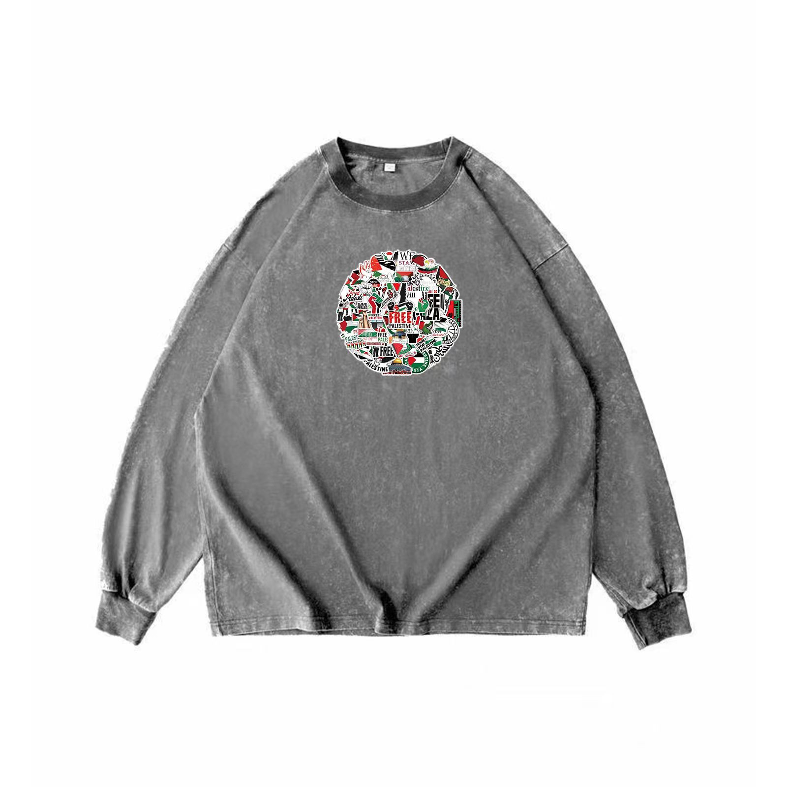 Round-neck sweatshirt made of washed cotton, high-end and comfortable, custom-made in multiple colors. Men's, women's and couple's wear. 004 European and American sweatshirt, 260G/m² Application Scenario