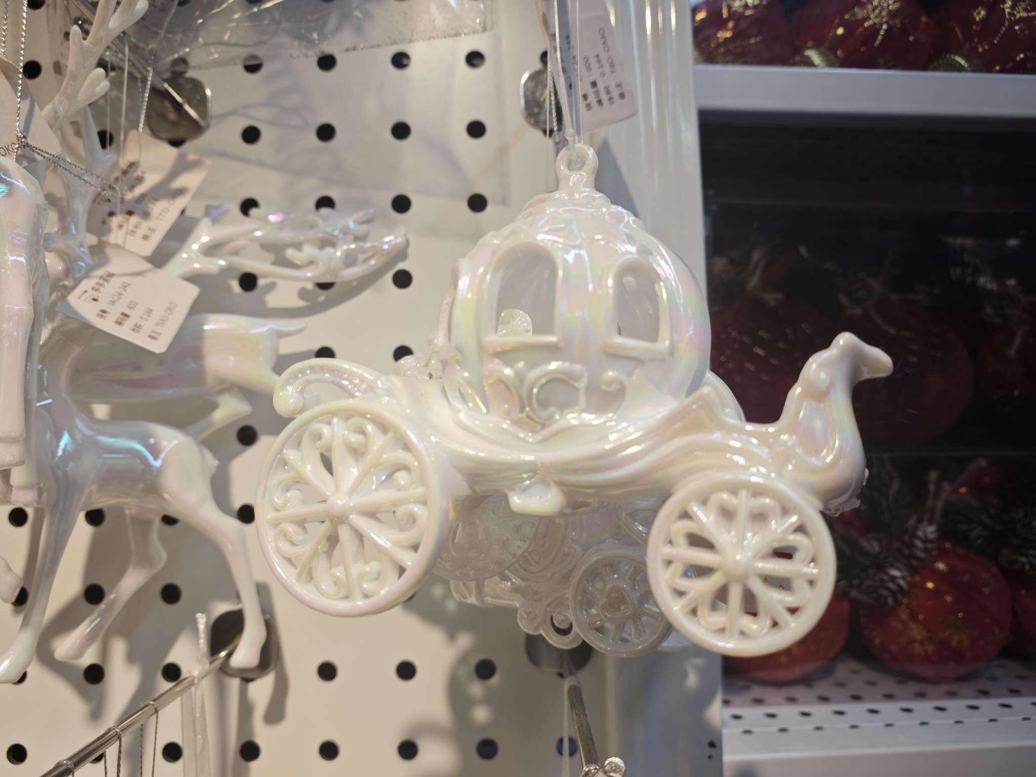 南瓜马车 白色马车 圣诞工艺品挂件 马车白色细节图