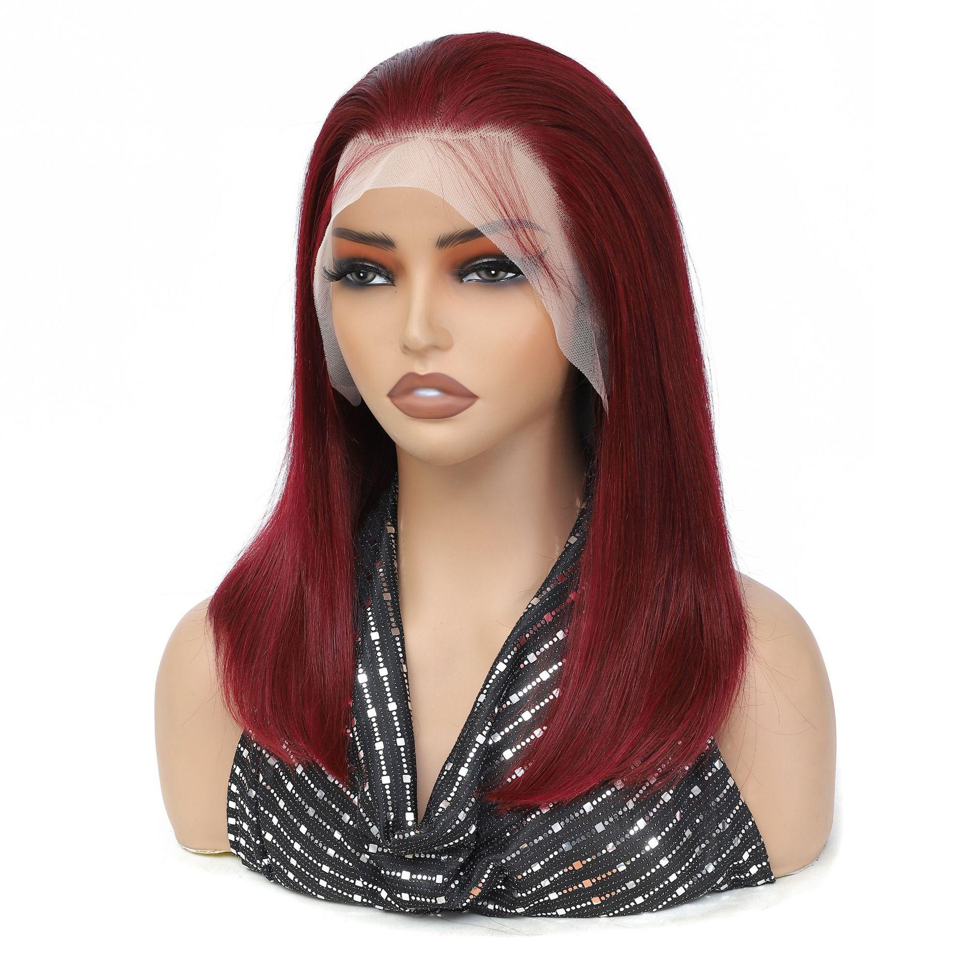 European and American Women's Real Human Hair Straight Hair Medium Points Bobhaircut Human Hair Wig Human Hair 100%