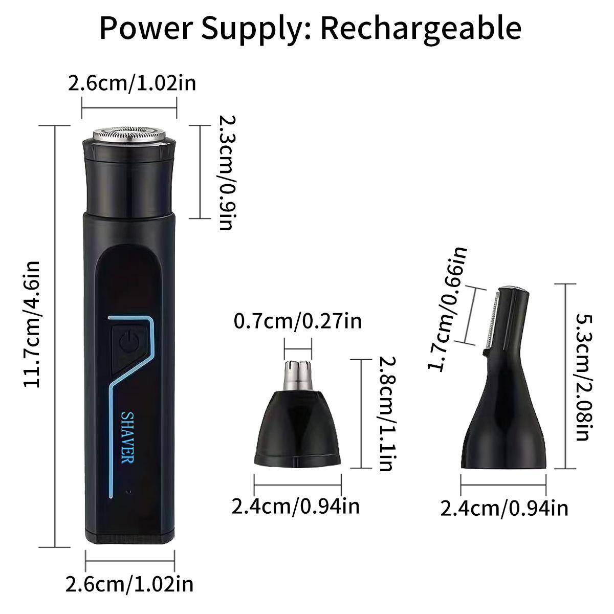 cross-border new three-in-one electric nose hair trimmer men's scratch nose hair trimmer men's multi-functional nose trimmer nose hair trimmer details Picture