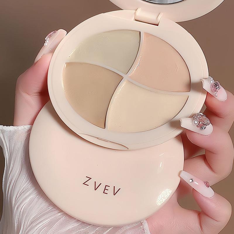 zvev four-color concealer plate cover face spots acne marks freckles dark circles tears groove concealer plate high gloss cream