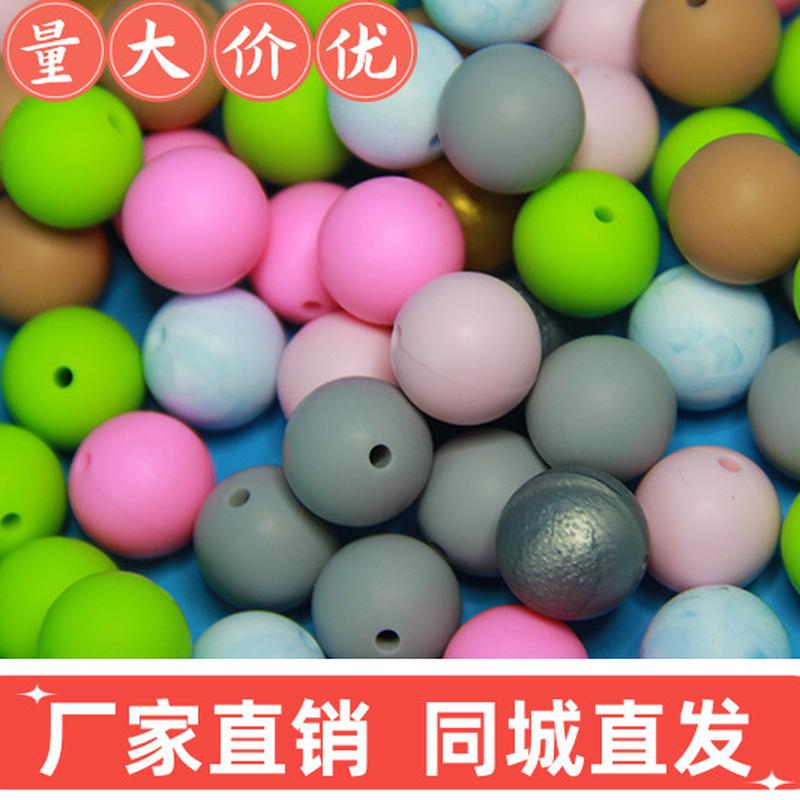 silicone beads 15mm candy color diy handmade accessories food grade baby teether ornament hot wholesale silicone beads