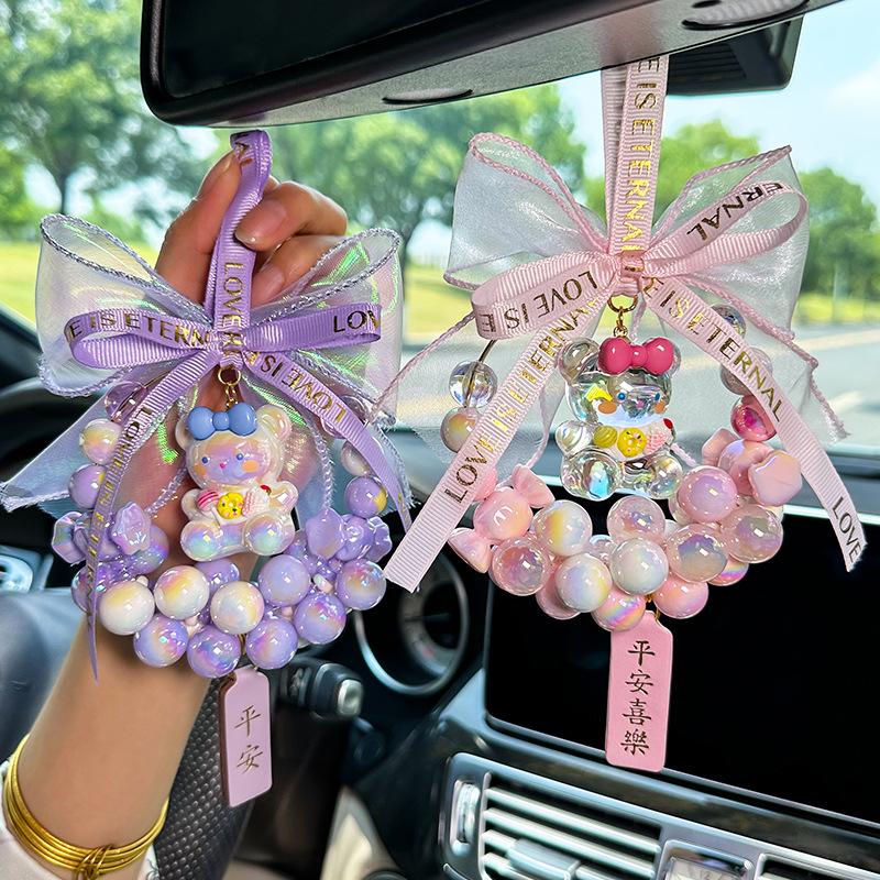 tik tok live stream candy beaded car hanging electroplating uv plating color round beads diy beaded goddess ornament automobile hanging ornament