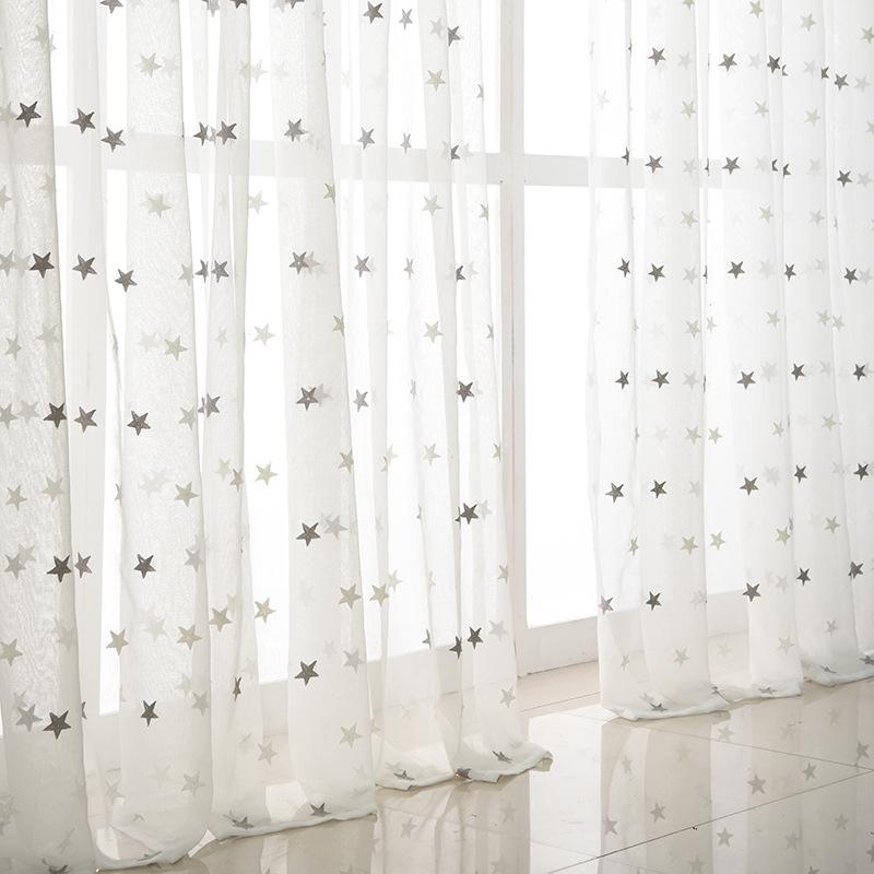 yiyuan home textile simple cotton thread embroidery window screen living room bedroom study bay window white mesh curtains curtain with yarn
