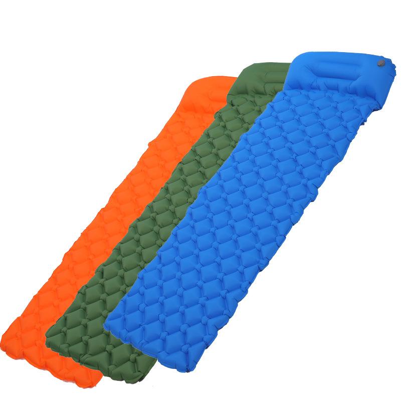 TPU Belt Pillow Rhombus Inflatable Mattress Inflatable Mattress Outdoor Camping Moisture Proof Pad Ultralight Beach Mat Mattress
