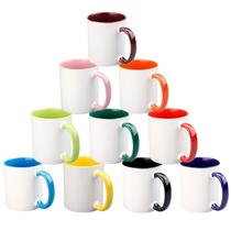 inner color coating white cup thermal transfer mug wholesale production gift inner color handle ceramic cup factory direct supply