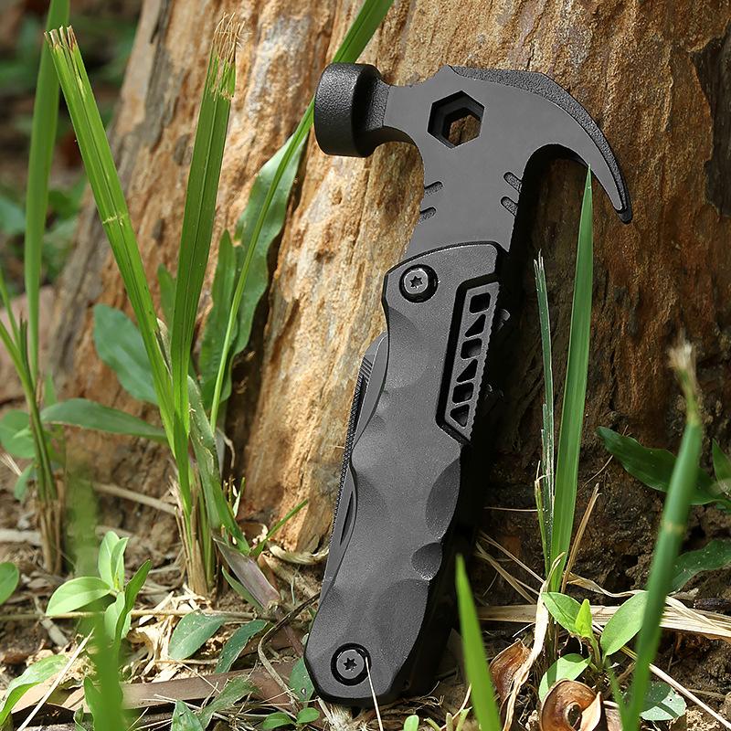 multifunctional nail hammer claw hammer combination knife saw bit tool outdoor camping portable hammer car Specification drawing