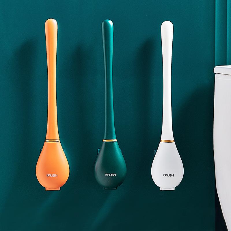 Toilet Brush Cleaning Brush without Dead End Manufacturers Household Punch-Free Tpr Long Handle Soft Brush Automatic Opening and Closing Wall Hanging Horse full figure