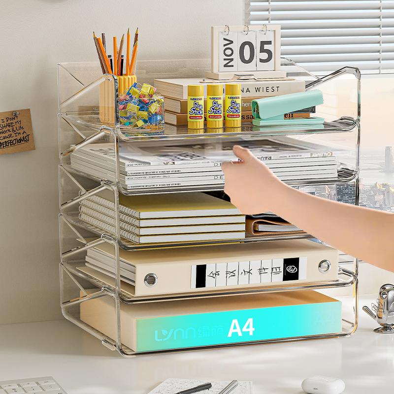 new desktop storage rack office desk document a4 paper finishing box stationery book cosmetics storage basket frame details Picture