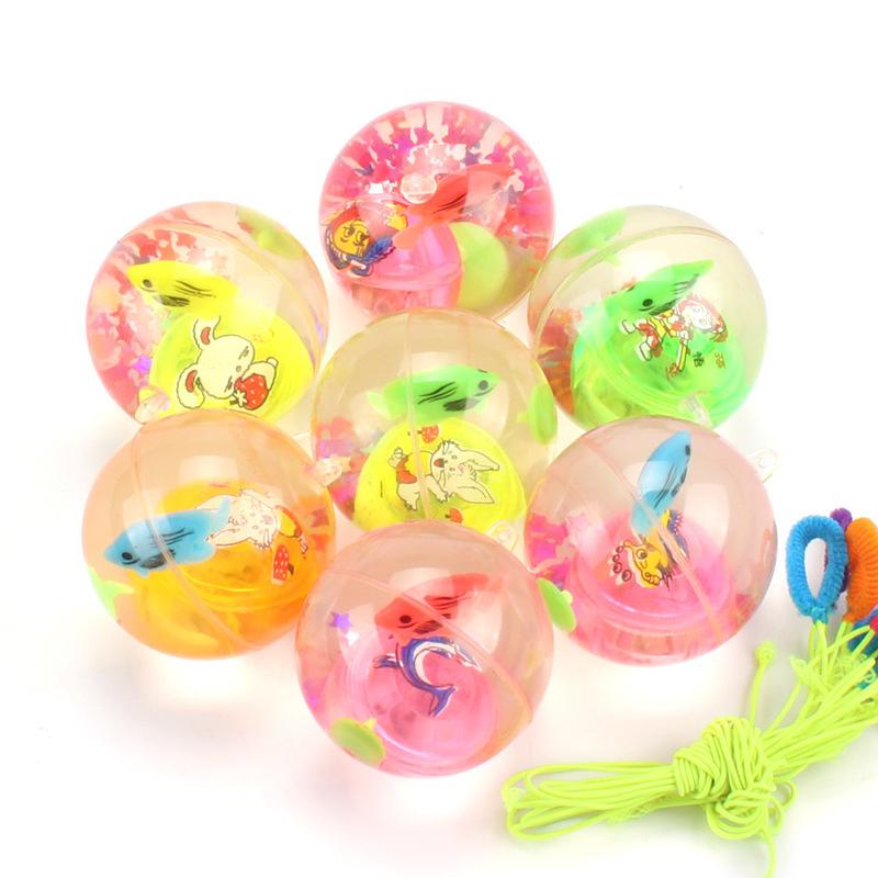Luminous Bouncy Ball Children's Ball Bouncing Toy Ball Luminous Ball Flash Bouncing Ball with Rope Crystal Ball details Picture