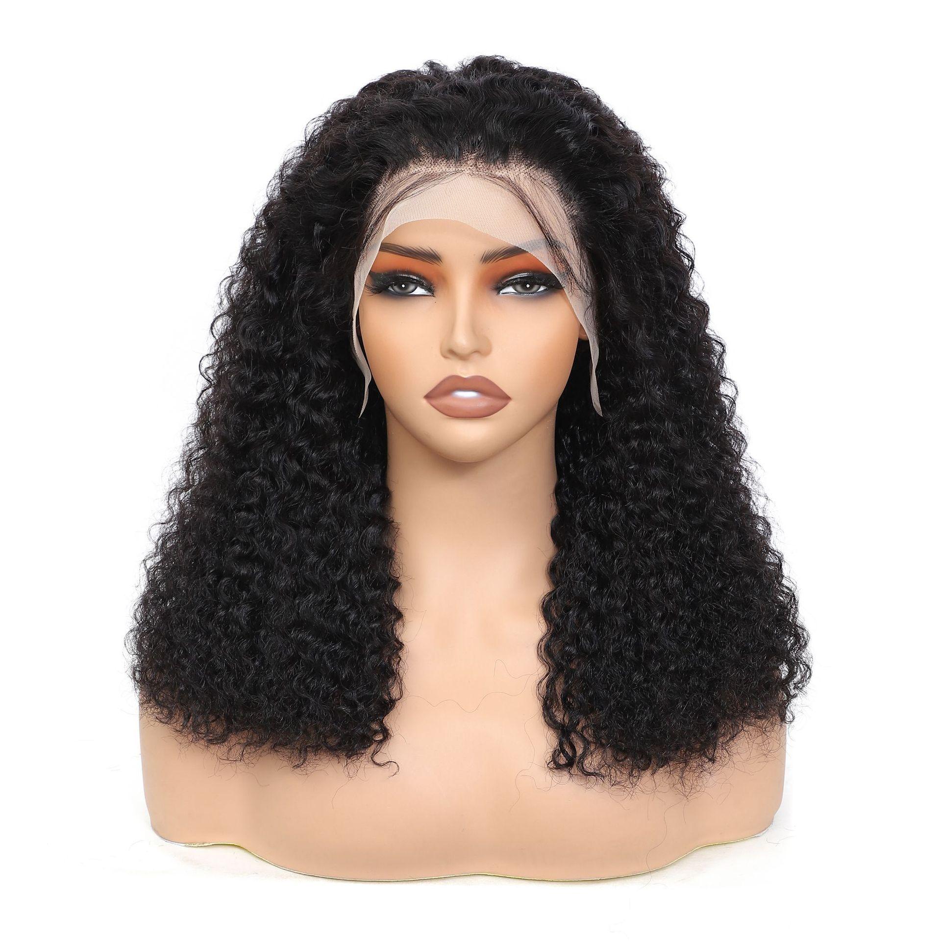 human hair wigs 13*4 front lace human hair wig black long curly hair jerry curl