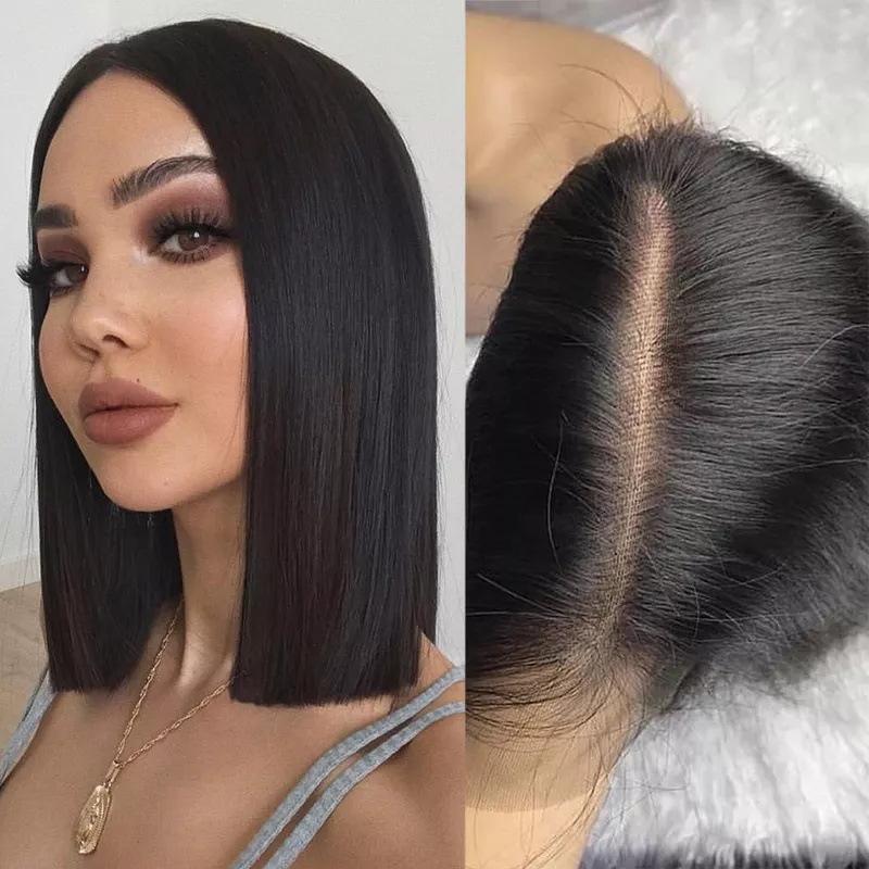 13x4 Natural Color Hand-Woven Lace Wig Lace Bobo Wig Real Hair Wig Wig Human Hair