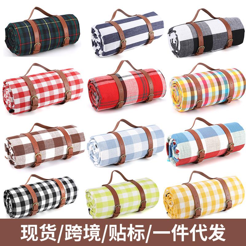 in stock leather strap picnic mat moisture proof pad outdoor tent mat grassland mat picnic blanket beach mat camping