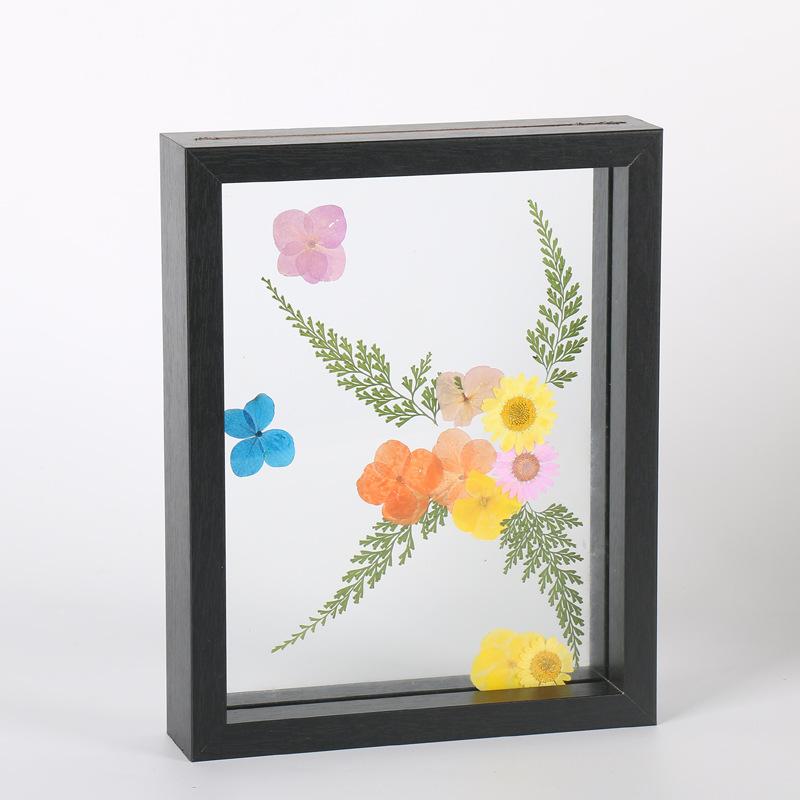 creative wooden double-sided transparent glass photo frame wholesale plant leaves specimen box a4 paper cut diy picture frame details Picture