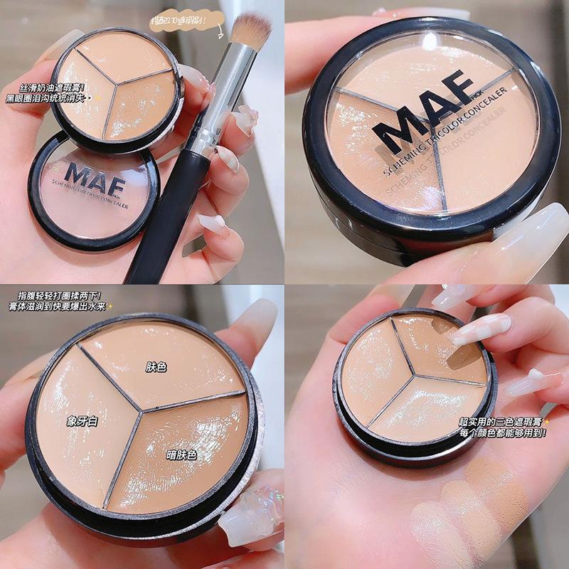 maffick heart machine plain face three colors concealer cover fleck acne marks dark circles natural smear-proof makeup contour compact full figure