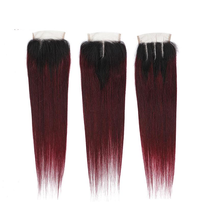 99J 4x4 Closure Hair Piece Real Human Hair Human Hair European and American Style Lace Wig Human Hair Hair