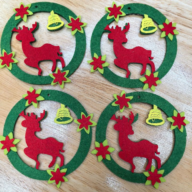 小鹿花环不织布圣诞节配件