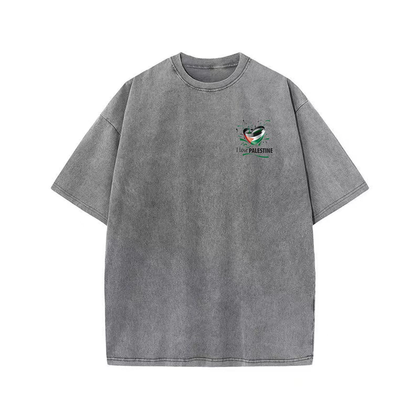 Customized cross-border 230g/㎡ round-neck T-Shirt, washed cotton, high-end and comfortable. Multiple colors available for customization. Men's, women's, couple's wear, European and American short-sleeved trend full figure