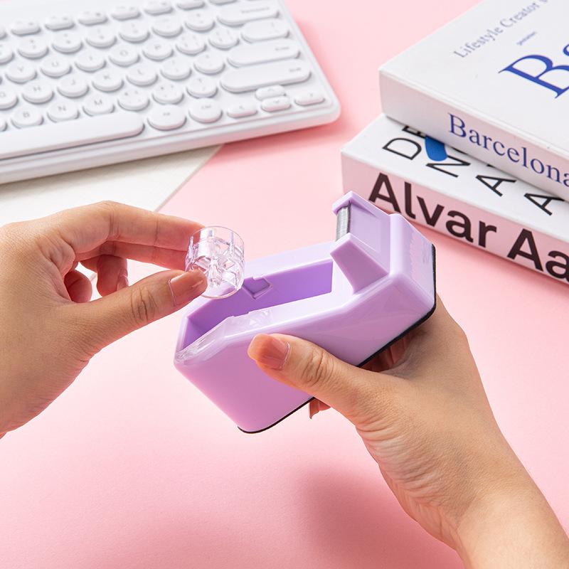 macaron color tape base small packer tape dispenser suit office portable labor-saving manual tape cutter Specification drawing