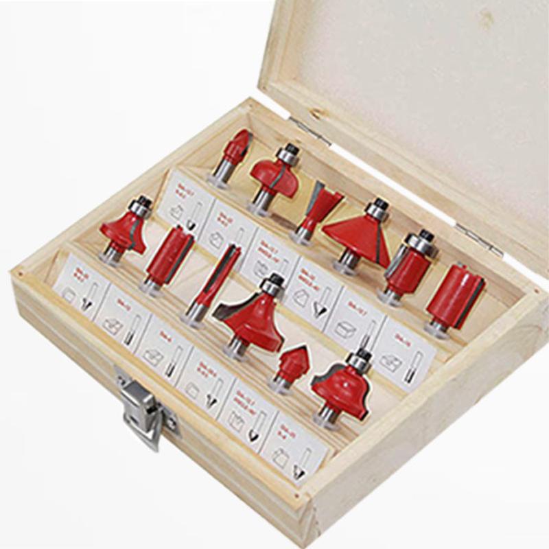12-Piece Set Router Bits Set Trimmer Cutter Head Electric Router Engraving Machine Milling Cutter Flash Trimmer 12Pc Cutter