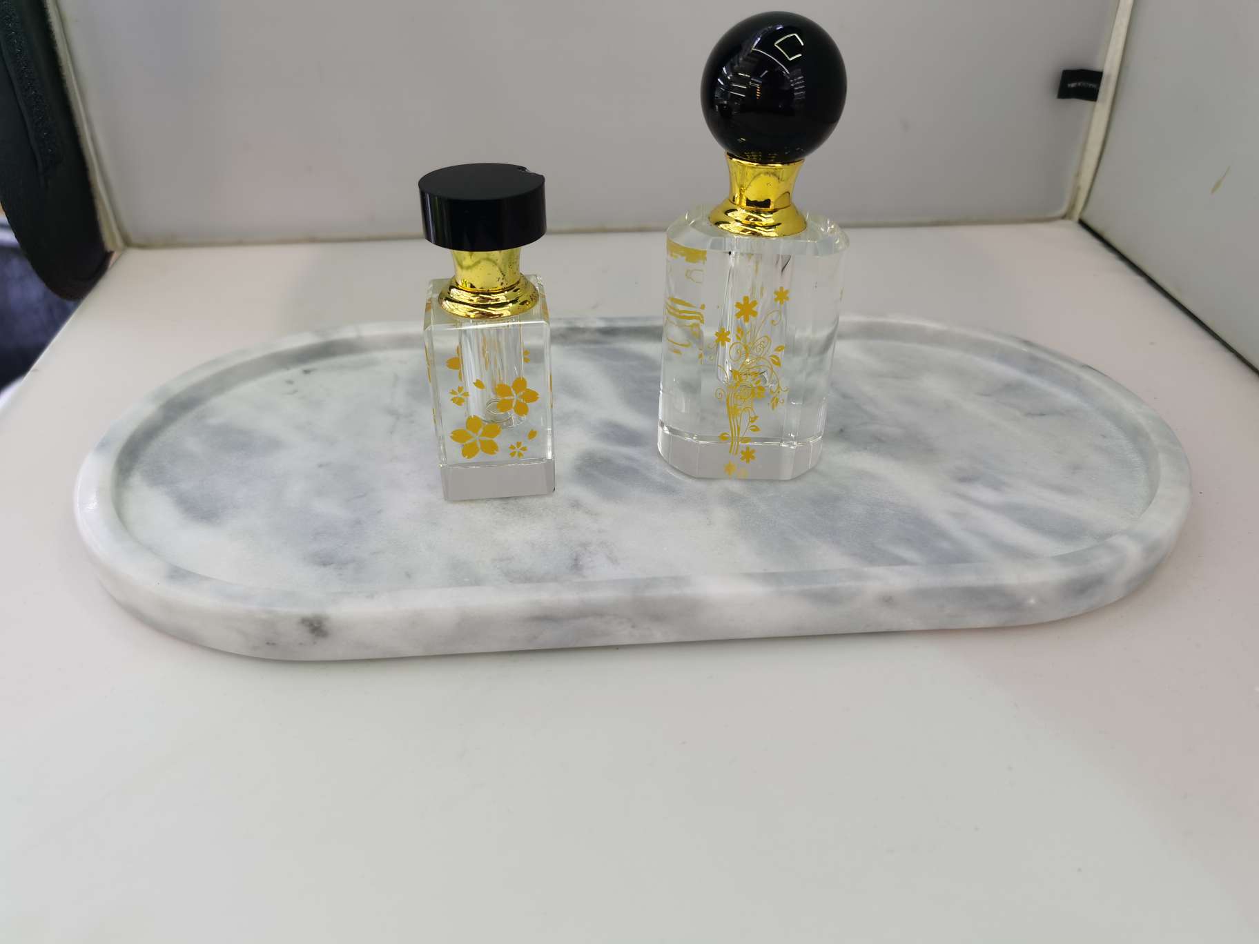 Oval marble display plate, aromatherapy handicrafts, stone tableware, hotel decoration tray, gift craft ornaments, exquisite life gifts details Picture