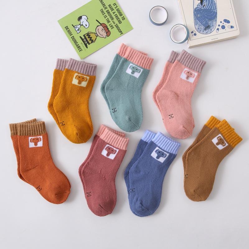 baby socks autumn and winter terry thick mid-calf thickened cartoon boys and girls thickened warm street vendor stocks wholesale