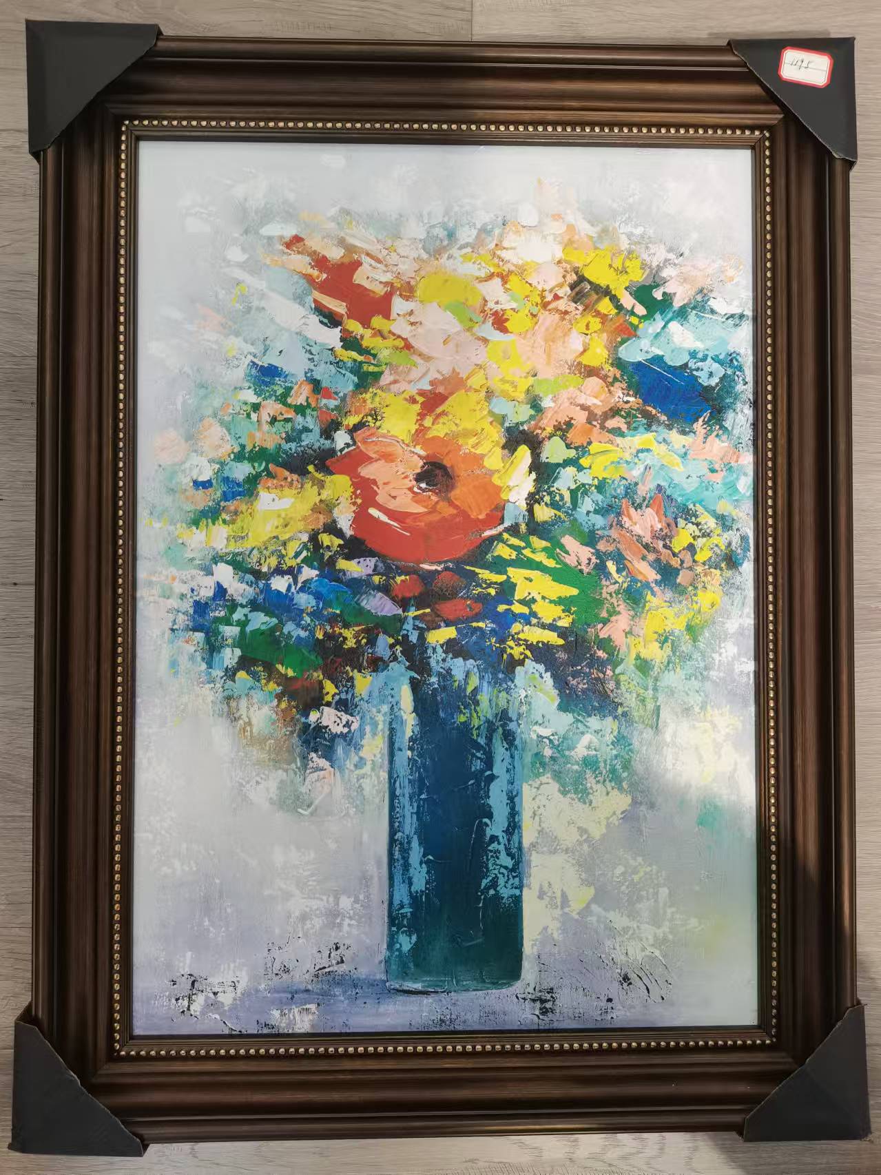 Modern light luxury restaurant mural, rectangular metal entrance wall hanging painting, flower living room background wall, high-end decorative painting, 60*90cm Application Scenario