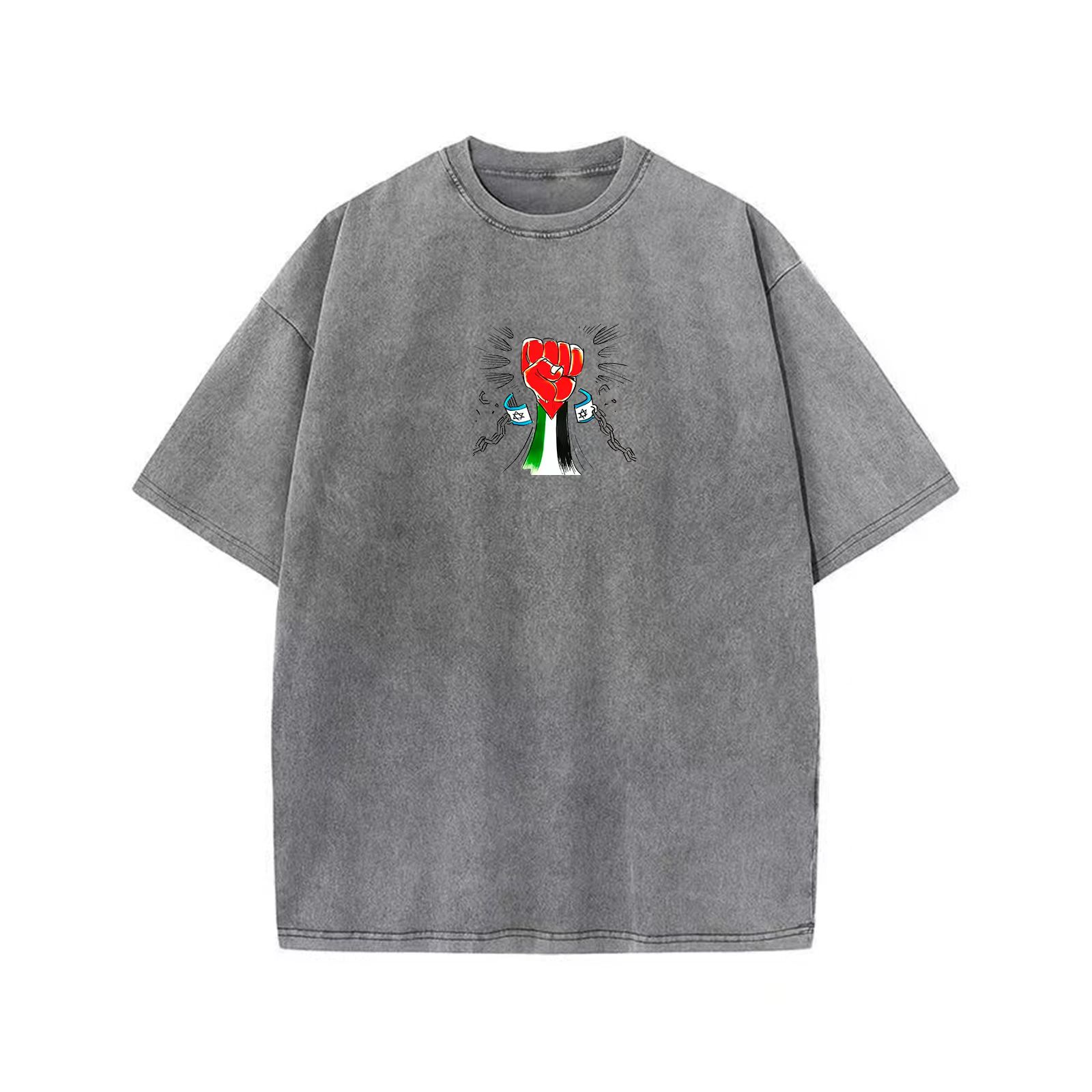 跨境水洗棉圆领衫T-Shirt男士短袖复古美式风格潮流启发详情2