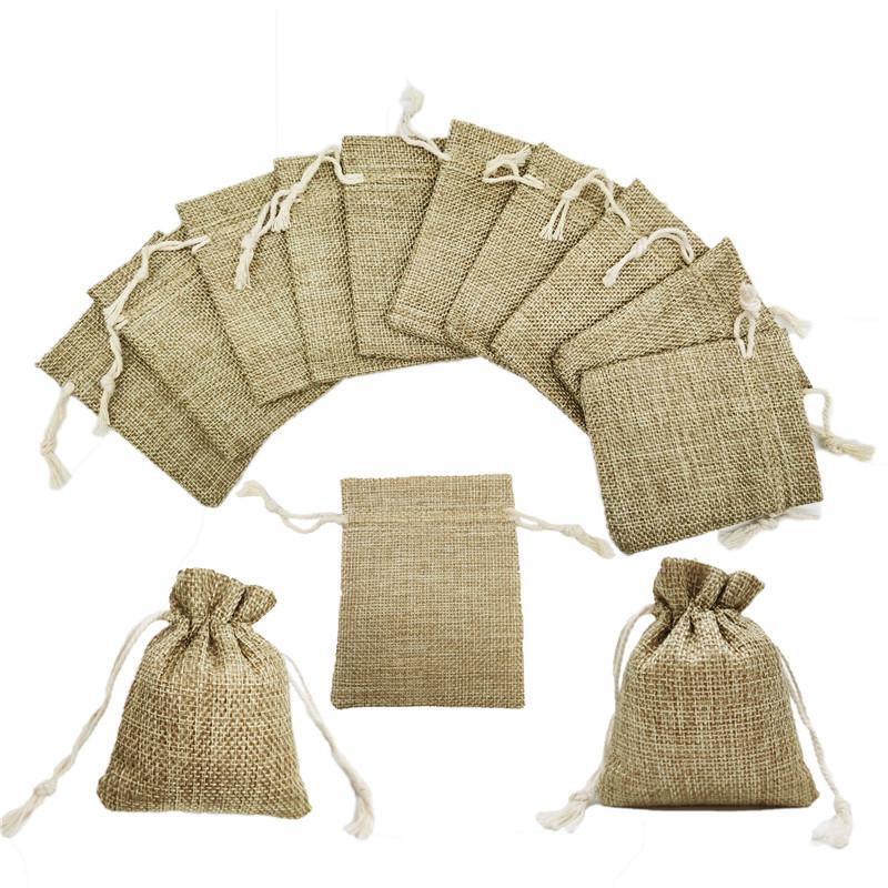 Linen Drawstring Bag Wedding Beads Jewelry Gift Candy Bag Linen Small Cloth Bag Drawstring Sack