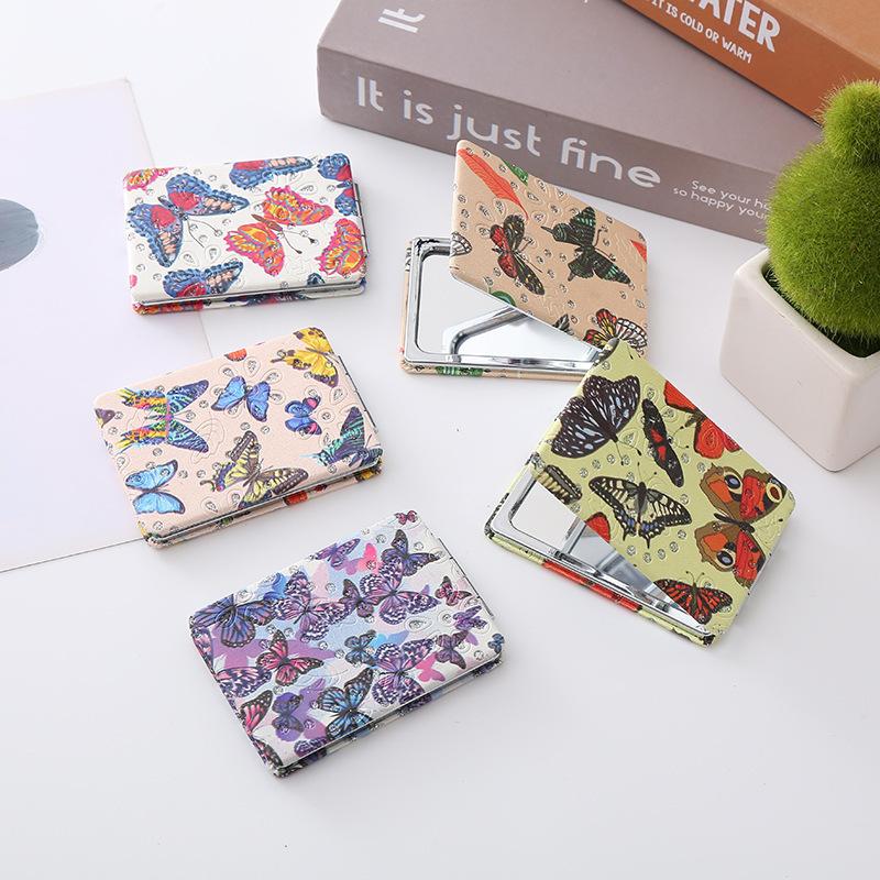Shiny Butterfly Folding Mirror Good-looking Romantic Rectangur Portable Mirror Retro Style Portable Mirror Compact Application Scenario